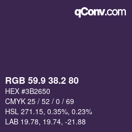 Color code: RGB 59.9 38.2 80 | qconv.com