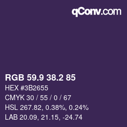 Farbcode: RGB 59.9 38.2 85 | qconv.com