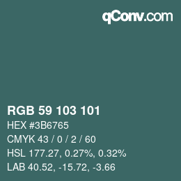 Color code: RGB 59 103 101 | qconv.com