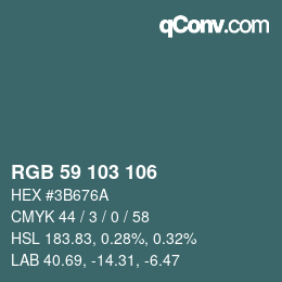 Color code: RGB 59 103 106 | qconv.com