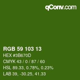 Color code: RGB 59 103 13 | qconv.com