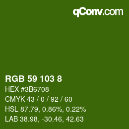 カラーコード: RGB 59 103 8 | qconv.com