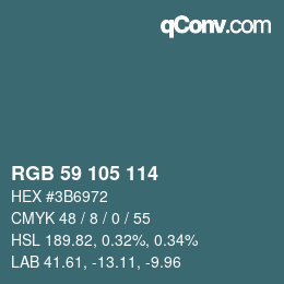 Color code: RGB 59 105 114 | qconv.com