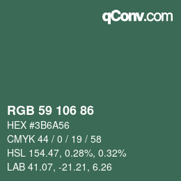 カラーコード: RGB 59 106 86 | qconv.com