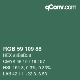 Color code: RGB 59 109 88 | qconv.com