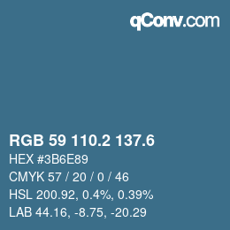 カラーコード: RGB 59 110.2 137.6 | qconv.com