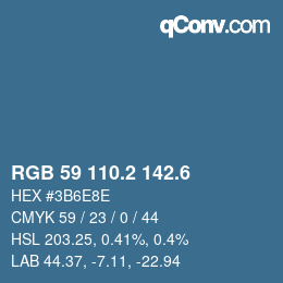 カラーコード: RGB 59 110.2 142.6 | qconv.com