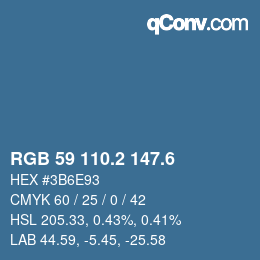 カラーコード: RGB 59 110.2 147.6 | qconv.com