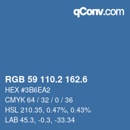 カラーコード: RGB 59 110.2 162.6 | qconv.com