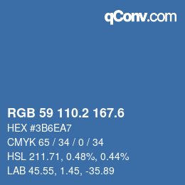 カラーコード: RGB 59 110.2 167.6 | qconv.com