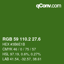 カラーコード: RGB 59 110.2 27.6 | qconv.com