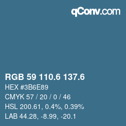 カラーコード: RGB 59 110.6 137.6 | qconv.com