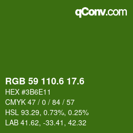 カラーコード: RGB 59 110.6 17.6 | qconv.com