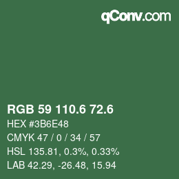 カラーコード: RGB 59 110.6 72.6 | qconv.com