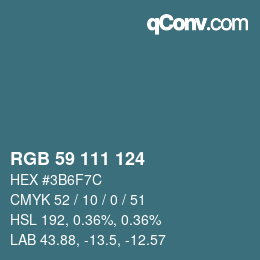 Farbcode: RGB 59 111 124 | qconv.com