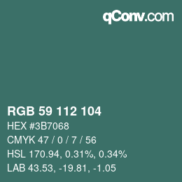 Código de color: RGB 59 112 104 | qconv.com