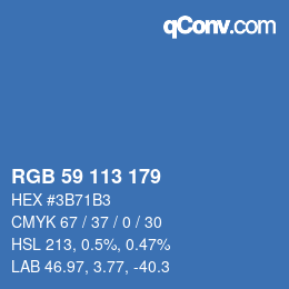 Color code: RGB 59 113 179 | qconv.com
