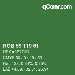 カラーコード: RGB 59 119 61 | qconv.com