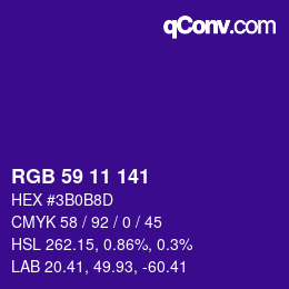 カラーコード: RGB 59 11 141 | qconv.com