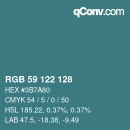 Code couleur: RGB 59 122 128 | qconv.com
