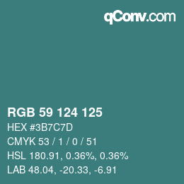 Color code: RGB 59 124 125 | qconv.com