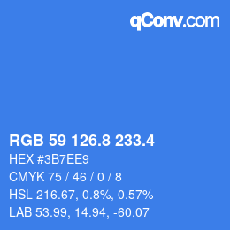 カラーコード: RGB 59 126.8 233.4 | qconv.com