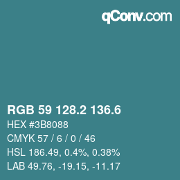 カラーコード: RGB 59 128.2 136.6 | qconv.com