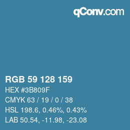 カラーコード: RGB 59 128 159 | qconv.com