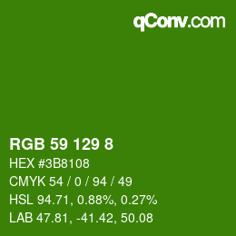 Color code: RGB 59 129 8 | qconv.com