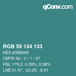 Farbcode: RGB 59 134 133 | qconv.com