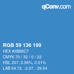 Color code: RGB 59 136 199 | qconv.com