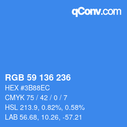 Color code: RGB 59 136 236 | qconv.com