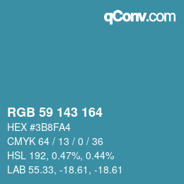 カラーコード: RGB 59 143 164 | qconv.com