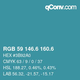 カラーコード: RGB 59 146.6 160.6 | qconv.com
