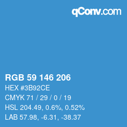 Farbcode: RGB 59 146 206 | qconv.com