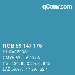 Farbcode: RGB 59 147 175 | qconv.com