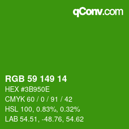 颜色代码: RGB 59 149 14 | qconv.com