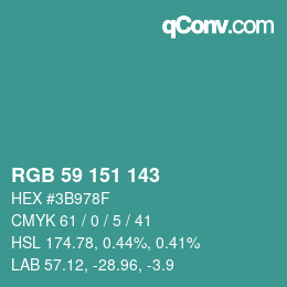 Color code: RGB 59 151 143 | qconv.com