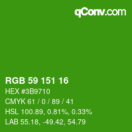 Color code: RGB 59 151 16 | qconv.com