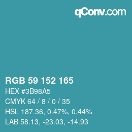 Color code: RGB 59 152 165 | qconv.com