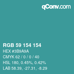 Farbcode: RGB 59 154 154 | qconv.com