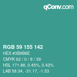 Farbcode: RGB 59 155 142 | qconv.com