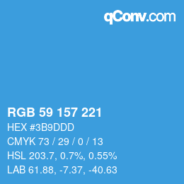 カラーコード: RGB 59 157 221 | qconv.com