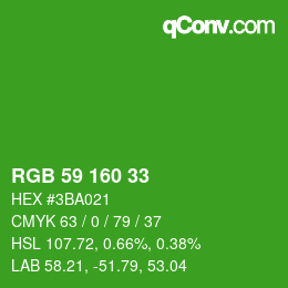 Color code: RGB 59 160 33 | qconv.com
