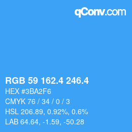 カラーコード: RGB 59 162.4 246.4 | qconv.com
