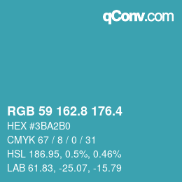 カラーコード: RGB 59 162.8 176.4 | qconv.com