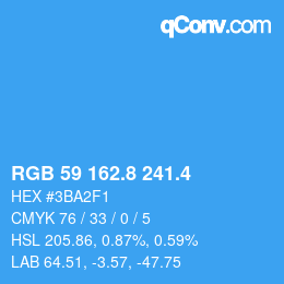 カラーコード: RGB 59 162.8 241.4 | qconv.com