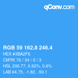 カラーコード: RGB 59 162.8 246.4 | qconv.com
