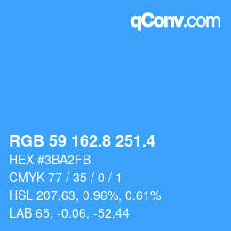 カラーコード: RGB 59 162.8 251.4 | qconv.com