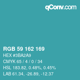 Color code: RGB 59 162 169 | qconv.com
